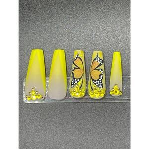 24 pcs press on nails Butterfly